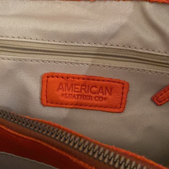 American Leather Company Austin Triple Entry Bucket  Bag - Orange - Picture 3 of 6